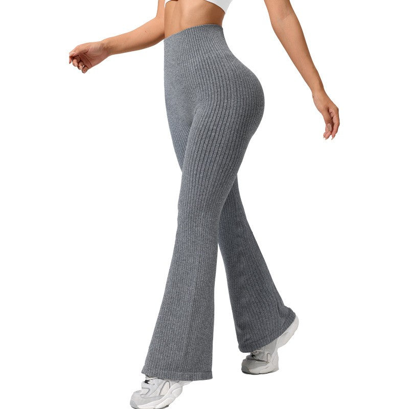 Pantaloni Sport de Dama, Flippy, pentru Yoga, Talie Inalta, Evazati, Tricotati, Gri Deschis, Marime M