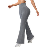 Pantaloni Sport de Dama, Flippy, pentru Yoga, Talie Inalta, Evazati, Tricotati, Gri Deschis, Marime S