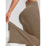 Pantaloni Sport de Dama, Flippy, pentru Yoga, Talie Inalta, Evazati, Tricotati, Khaki, Marime S