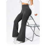 Pantaloni Sport de Dama, Flippy, pentru Yoga, Talie Inalta, Evazati, Tricotati, Negru, Marime S
