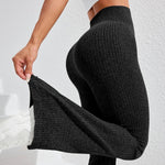 Pantaloni Sport de Dama, Flippy, pentru Yoga, Talie Inalta, Evazati, Tricotati, Negru, Marime S