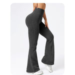 Pantaloni Sport de Dama, Flippy, pentru Yoga, Talie Inalta, Evazati, Tricotati, Negru, Marime XL