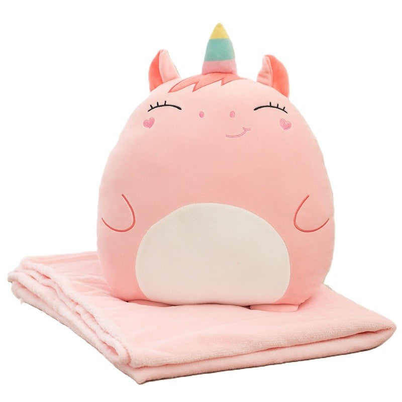 Patura 2in1 pentru Pat sau Canapea, Flippy, Model Jucarie Unicorn cu Spatiu de Depozitare Patura, Microfibra, 1x1.7 m,