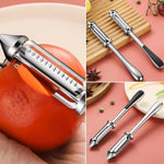 Peeler 2in1 pentru Legume si Fructe, Flippy, Multifunctional, cu 2 Lame de Curatati si Feliat, Varf Ascutit pentru