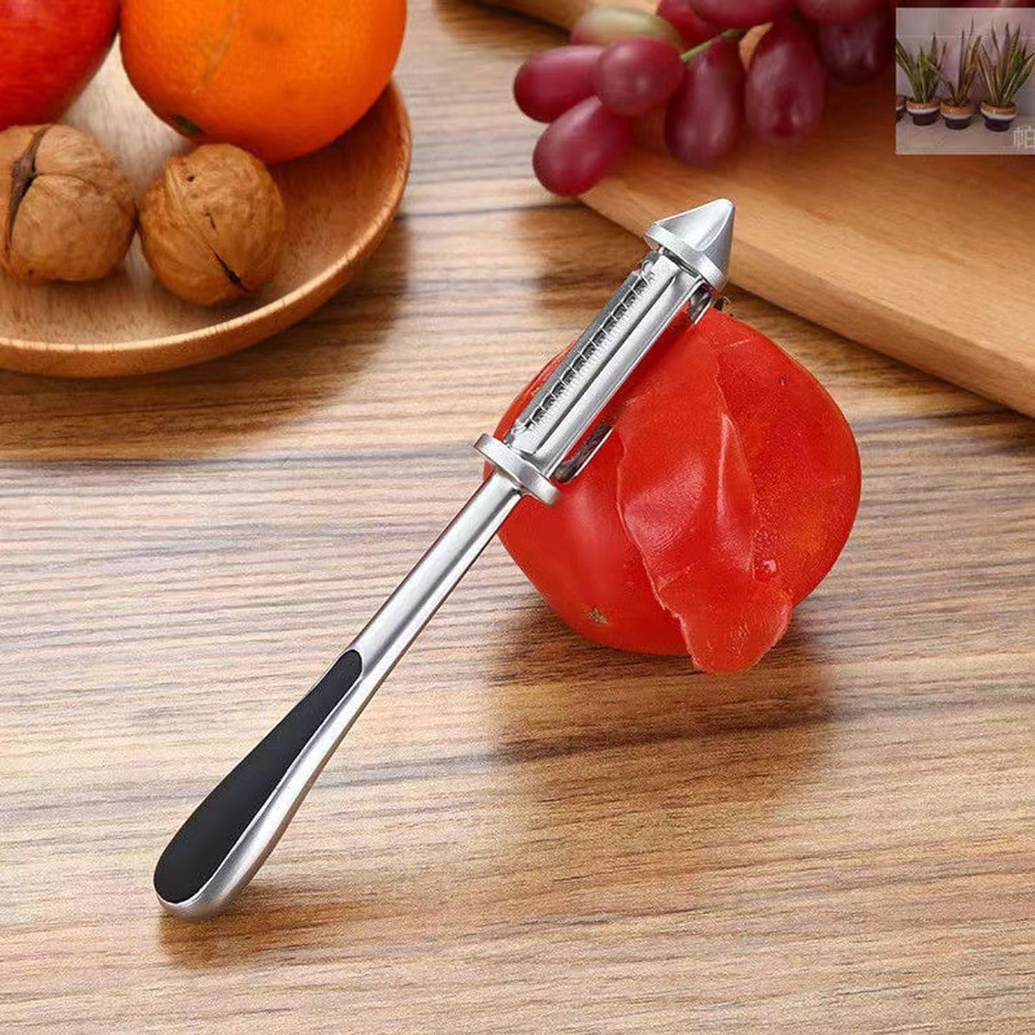 Peeler 2in1 pentru Legume si Fructe, Flippy, Multifunctional, cu 2 Lame de Curatati si Feliat, Varf Ascutit pentru