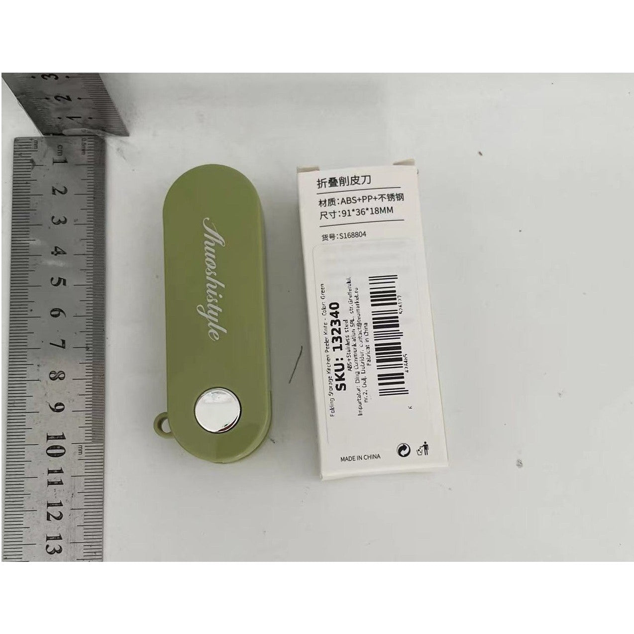Peeler pentru Legume si Fructe, Flippy, 3.6 x 9.1 cm, Multifunctional, Curatator Pliabil, din ABS si Otel Inoxidabil,