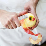 Peeler pentru Legume si Fructe, Flippy, 3.6 x 9.1 cm, Multifunctional, Curatator Pliabil, din ABS si Otel Inoxidabil,