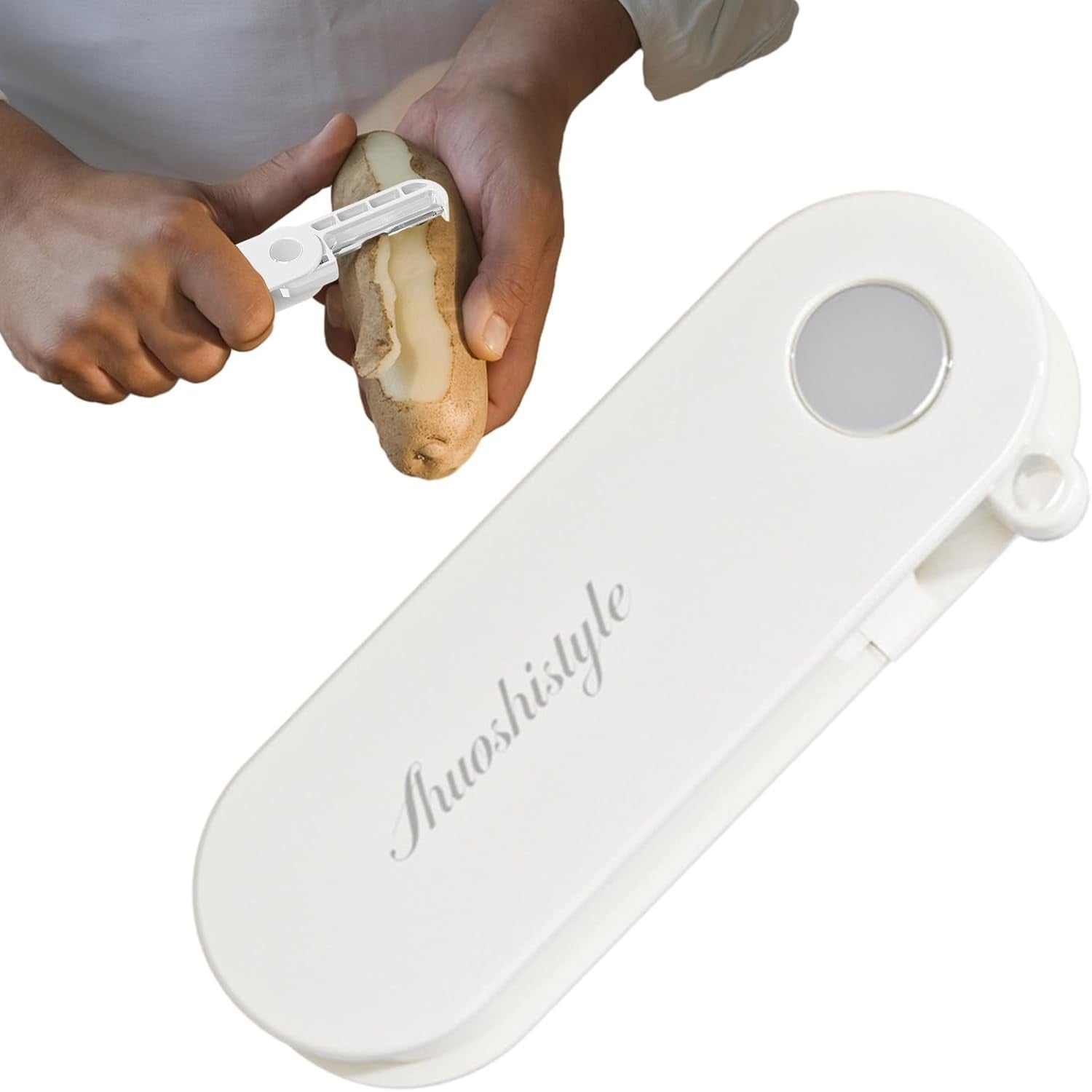 Peeler pentru Legume si Fructe, Flippy, 3.6 x 9.1 cm, Multifunctional, Curatator Pliabil, din ABS si Otel Inoxidabil,