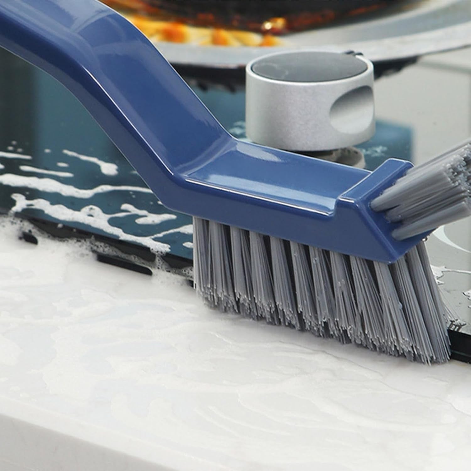 Perie 3in1 de Curatat Podele si Rosturi, Flippy, Lungime Maner 28 cm, Peri din PP, Otel si Plastic, Cleste pentru Scame