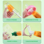 Perie 5 in 1 de Curatat Pahare, Cani, Sticle, Flippy, cu Maner Lung, Accesorii pentru Spalarea Paielor si Capacelor,