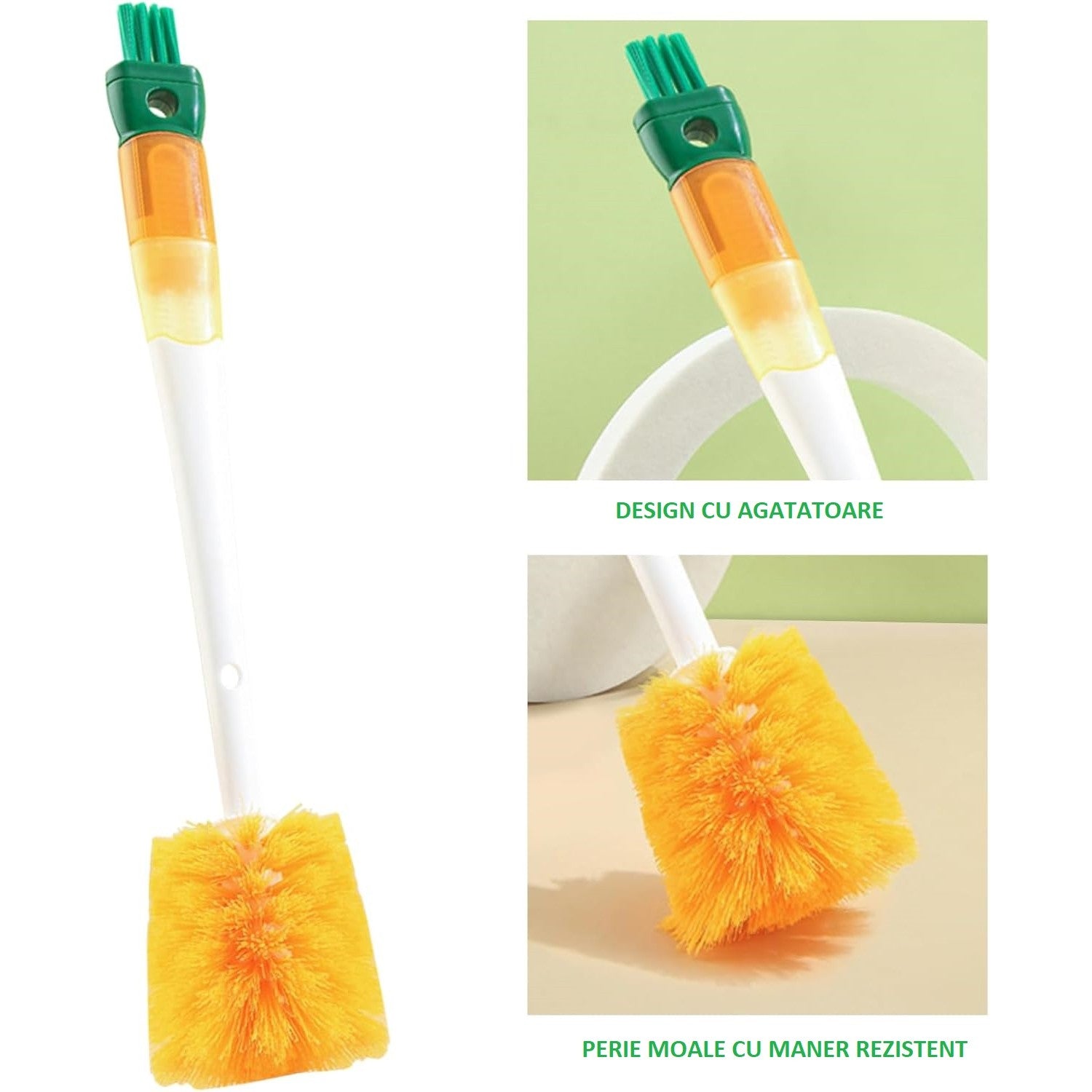 Perie 5 in 1 de Curatat Pahare, Cani, Sticle, Flippy, cu Maner Lung, Accesorii pentru Spalarea Paielor si Capacelor,
