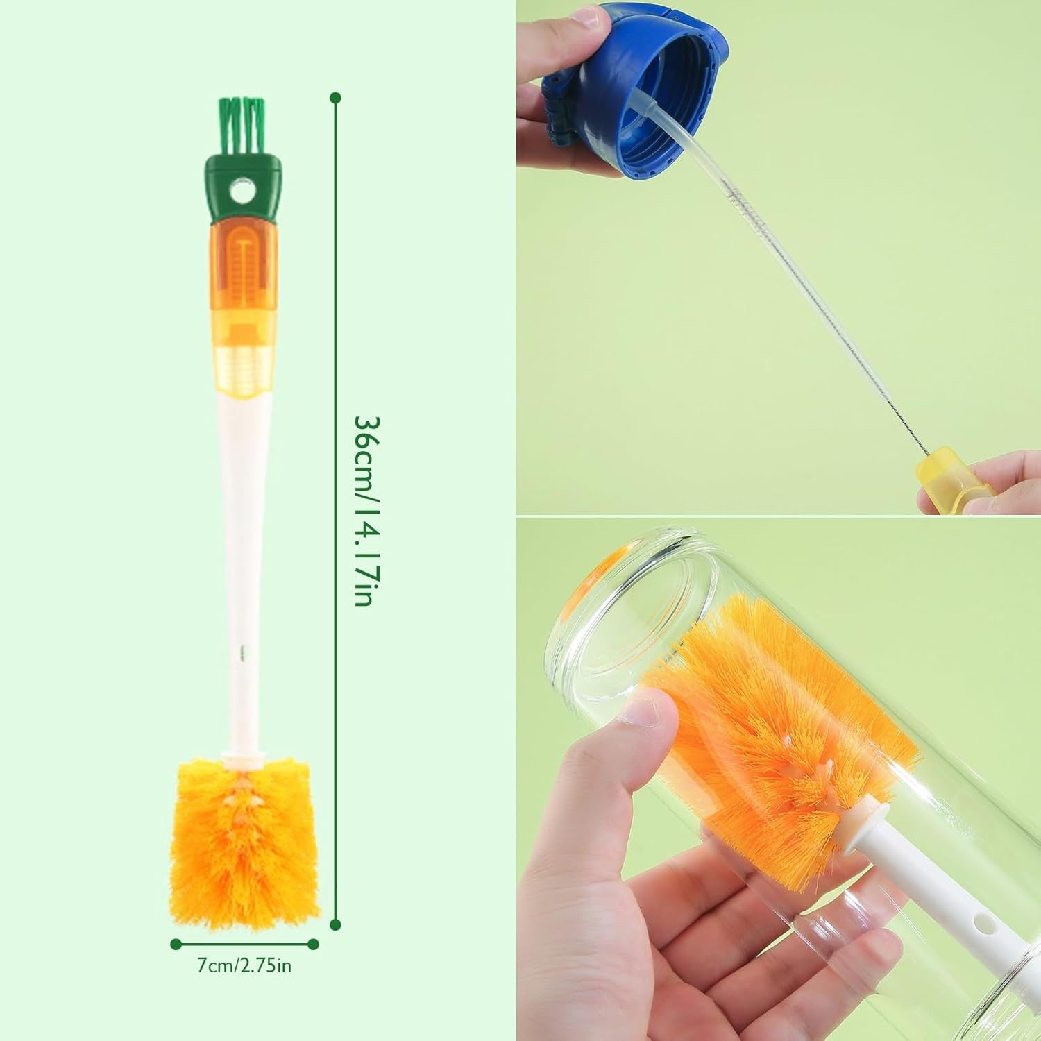 Perie 5 in 1 de Curatat Pahare, Cani, Sticle, Flippy, cu Maner Lung, Accesorii pentru Spalarea Paielor si Capacelor,