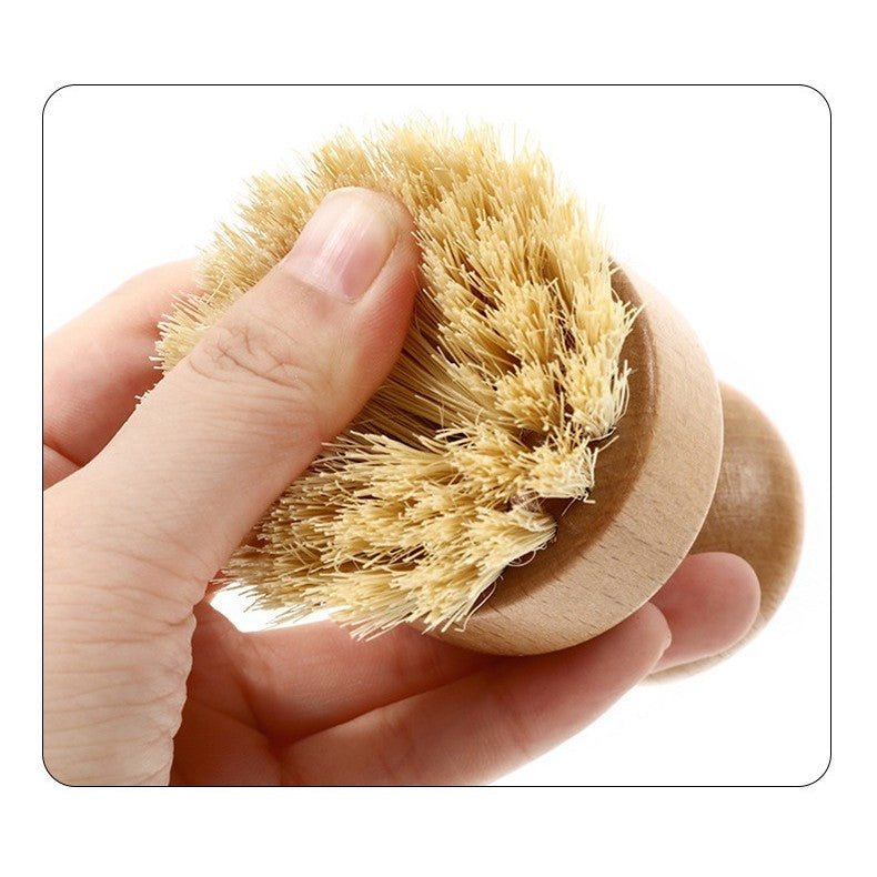 Perie de Curatat Vase si Alimente, Flippy, din Lemn de Bambus, 8 x 5 cm, Perie din Sisal, Maro