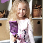 Perie de Par Curbata Ventilata, Flippy, Peri de Mistret + Nylon, Maner Antiderapant, Efect Masaj, Wet & Dry, 24.5 x 6.5