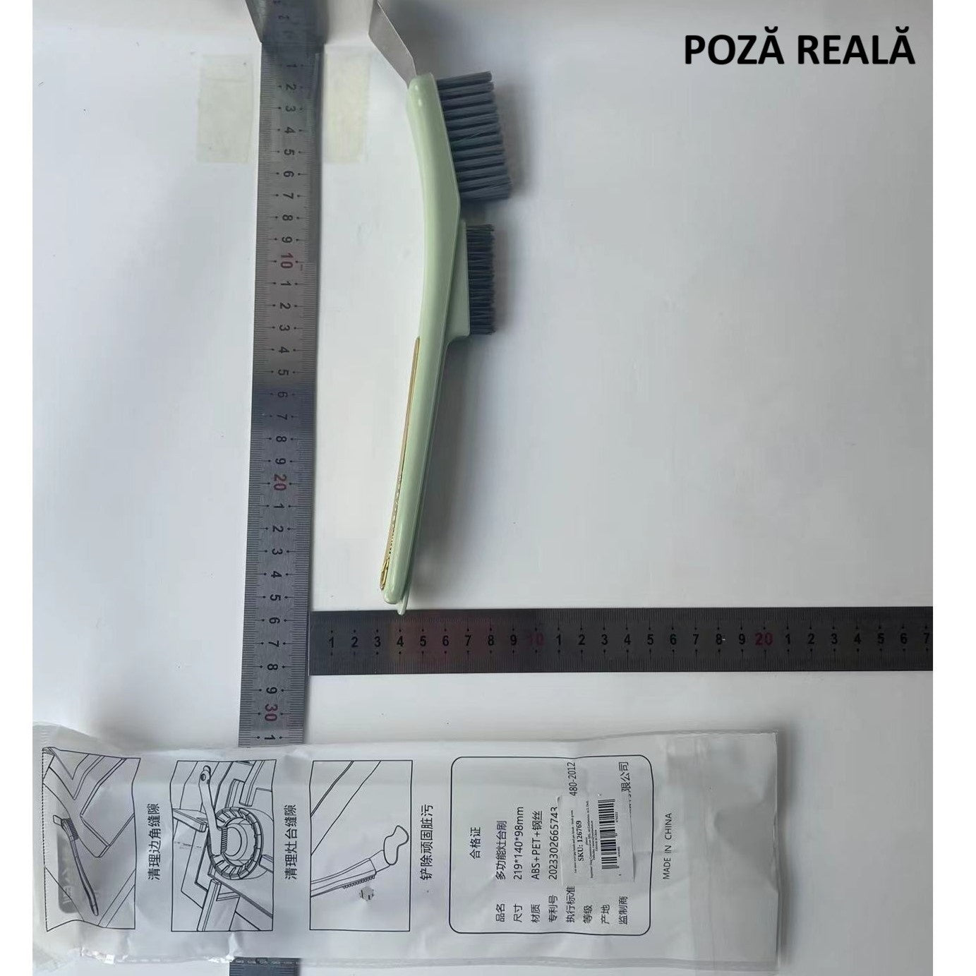 Perie de Sarma pentru Bucatarie, Flippy, din Doua Bucati, Maner Lung cu Gaura de Prindere, Peri din Otel, Anti-Reziduu,