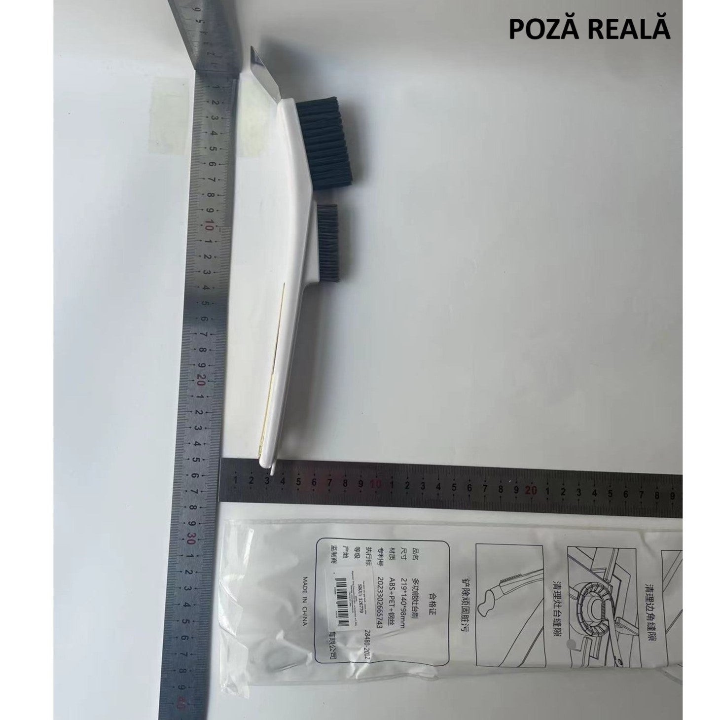 Perie de Sarma pentru Bucatarie, Flippy, din Doua Bucati, Maner Lung cu Gaura de Prindere, Peri din Otel, Anti-Reziduu,