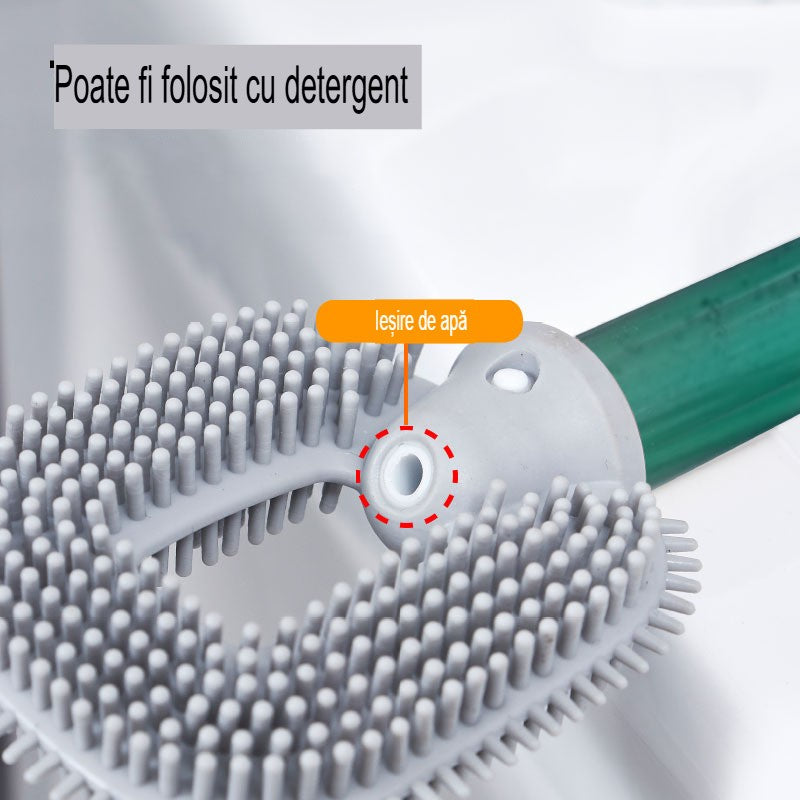 Perie de Toaleta, Flippy, cu Recipient pentru Detergent, din Plastic+TPR, Montare fara Perforare, 40 x 9 cm, Verde