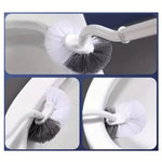 Perie de Toaleta, Flippy, Maner Curbat, cu Suport, 40 x 12 cm, Peri Flexibili, Alb