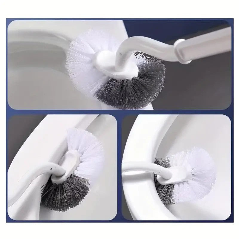 Perie de Toaleta, Flippy, Maner Curbat, cu Suport, 40 x 12 cm, Peri Flexibili, Alb
