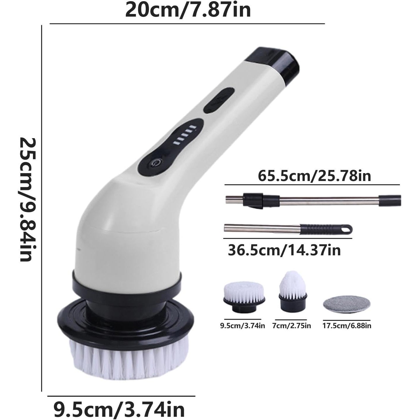 Perie Electrica de Curatare, Flippy, pentru Gresie, Baie, Bucatarie, 25x20x9.5 cm, cu 6 Capete, Maner Extensibil