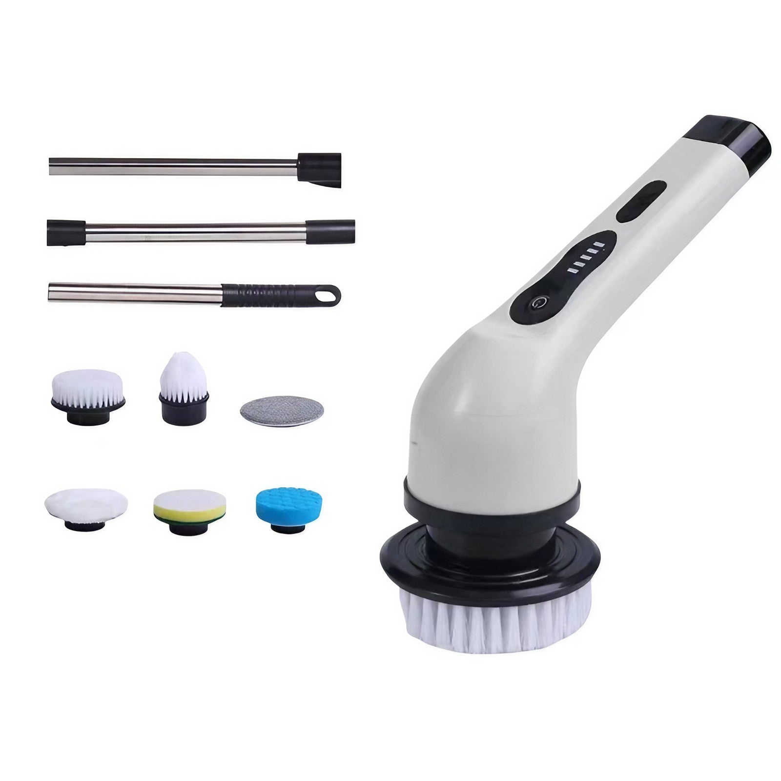 Perie Electrica de Curatare, Flippy, pentru Gresie, Baie, Bucatarie, 25x20x9.5 cm, cu 6 Capete, Maner Extensibil