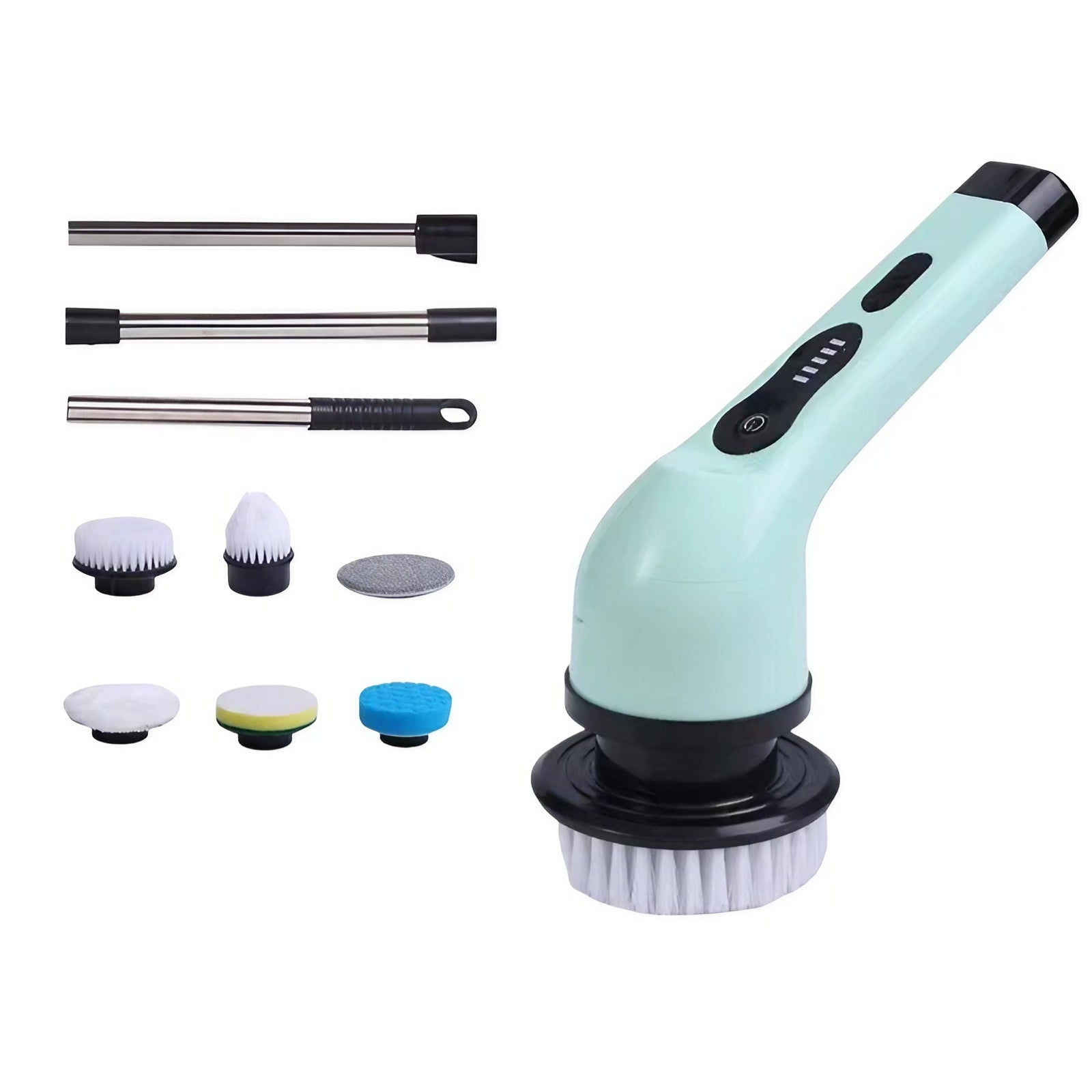 Perie Electrica de Curatare, Flippy, pentru Gresie, Baie, Bucatarie, 25x20x9.5 cm, cu 6 Capete, Maner Extensibil