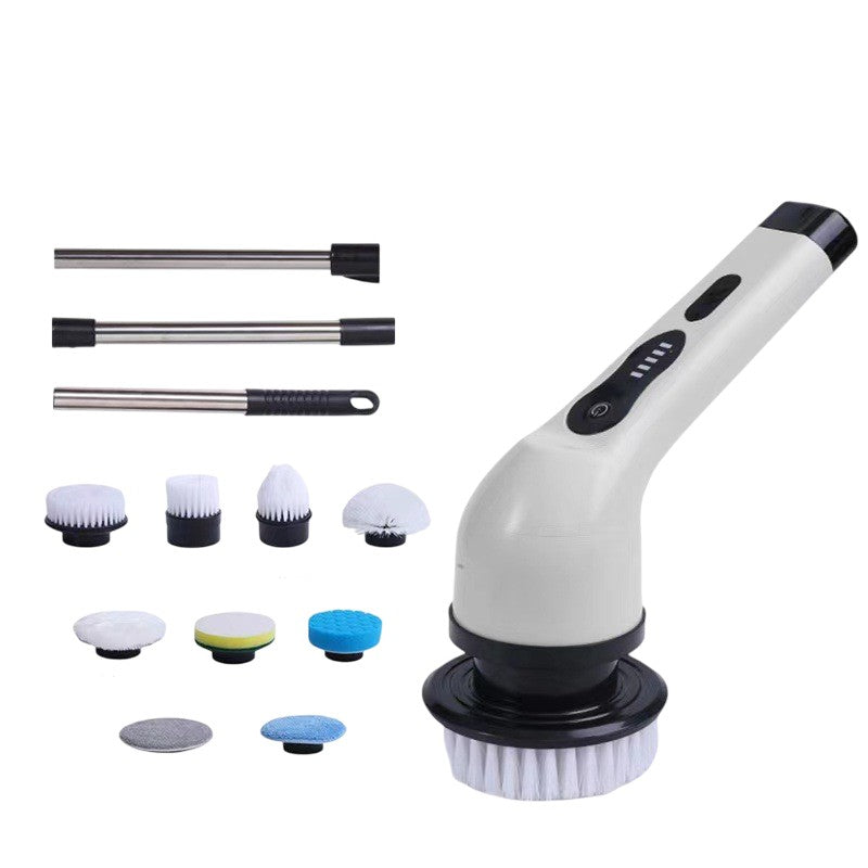 Perie Electrica de Curatare, Flippy, pentru Gresie, Baie, Bucatarie, 25x20x9.5 cm, cu 9 Capete, Maner Extensibil
