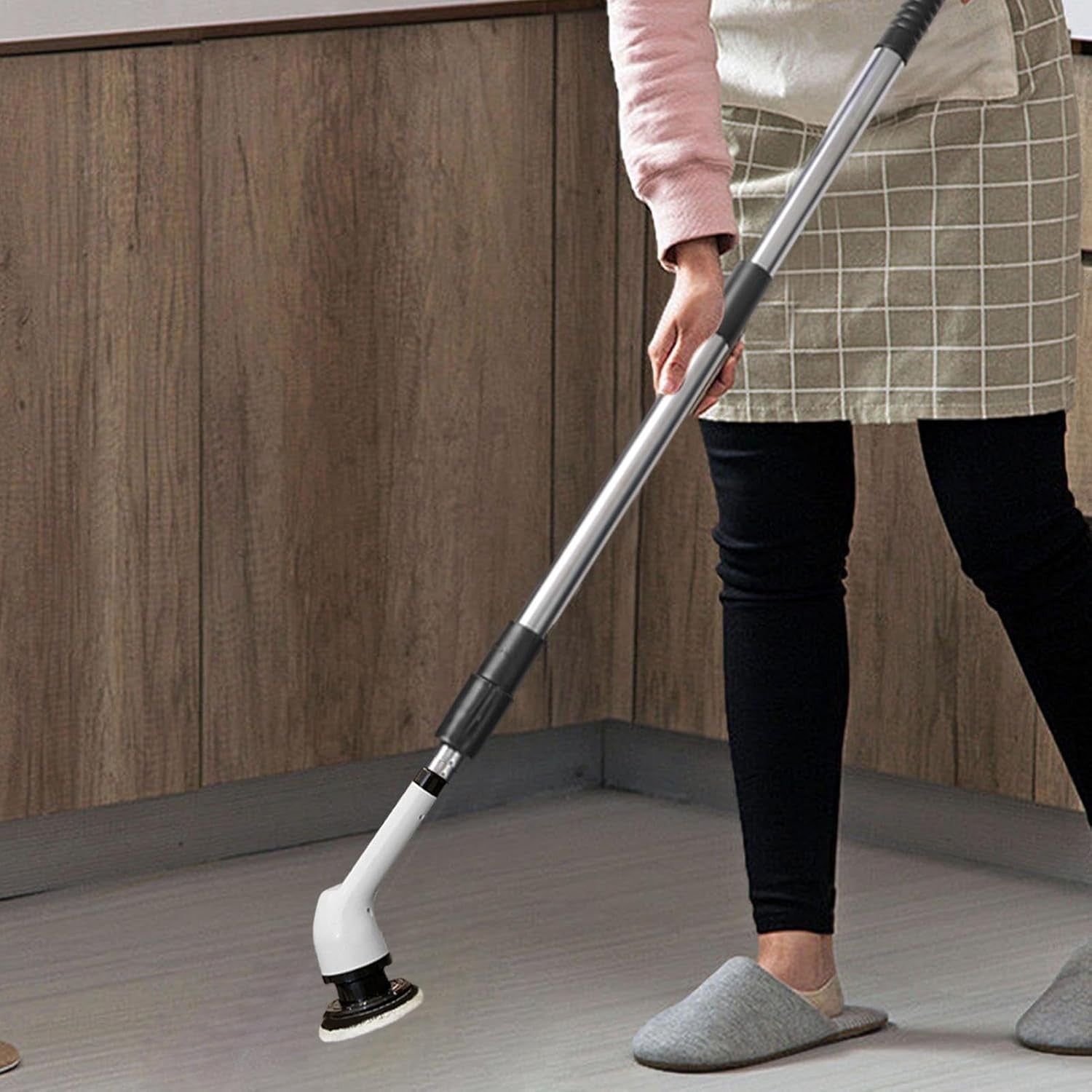 Perie Electrica de Curatare, Flippy, pentru Gresie, Baie, Bucatarie, 25x20x9.5 cm, cu 9 Capete, Maner Extensibil