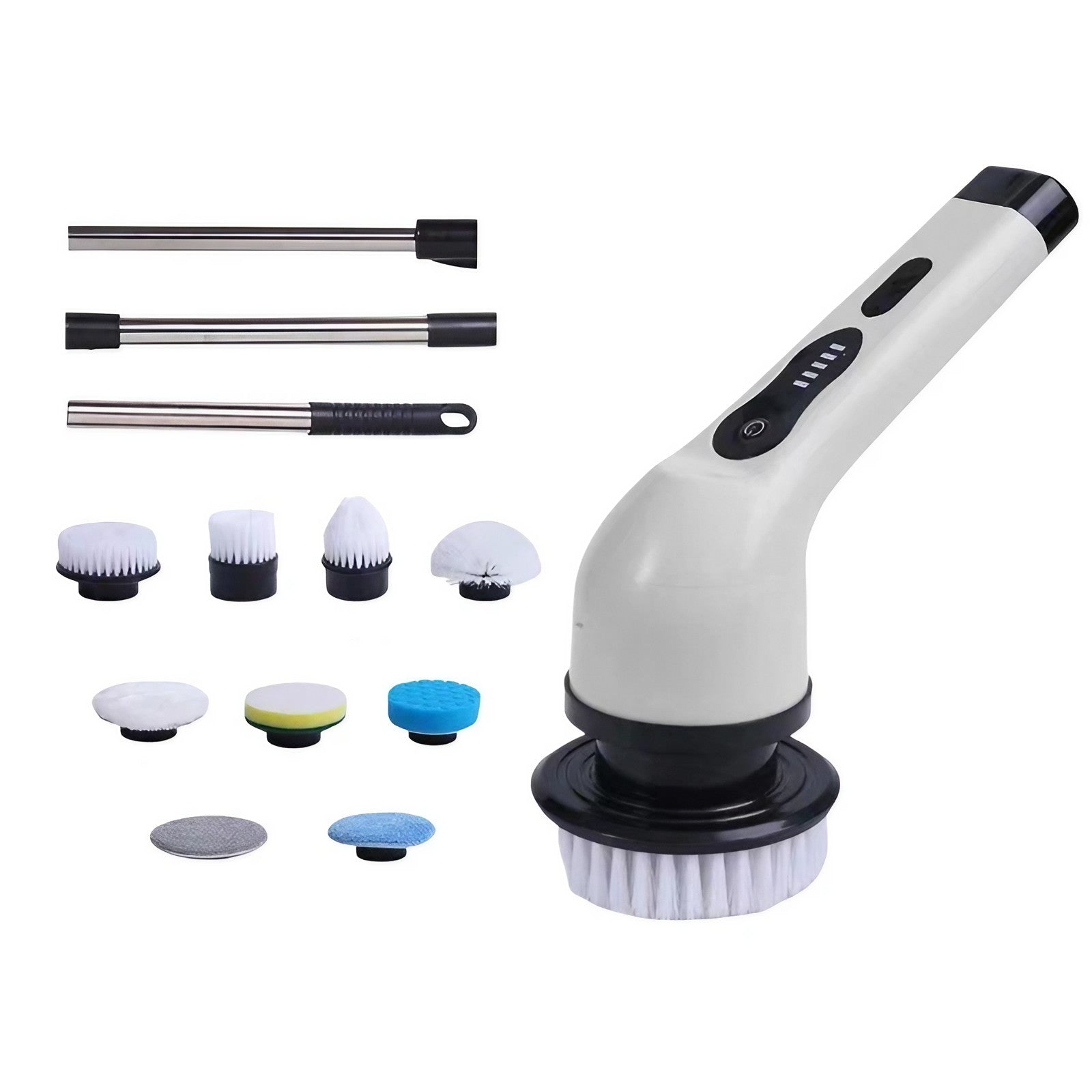 Perie Electrica de Curatare, Flippy, pentru Gresie, Baie, Bucatarie, 25x20x9.5 cm, cu 9 Capete, Maner Extensibil