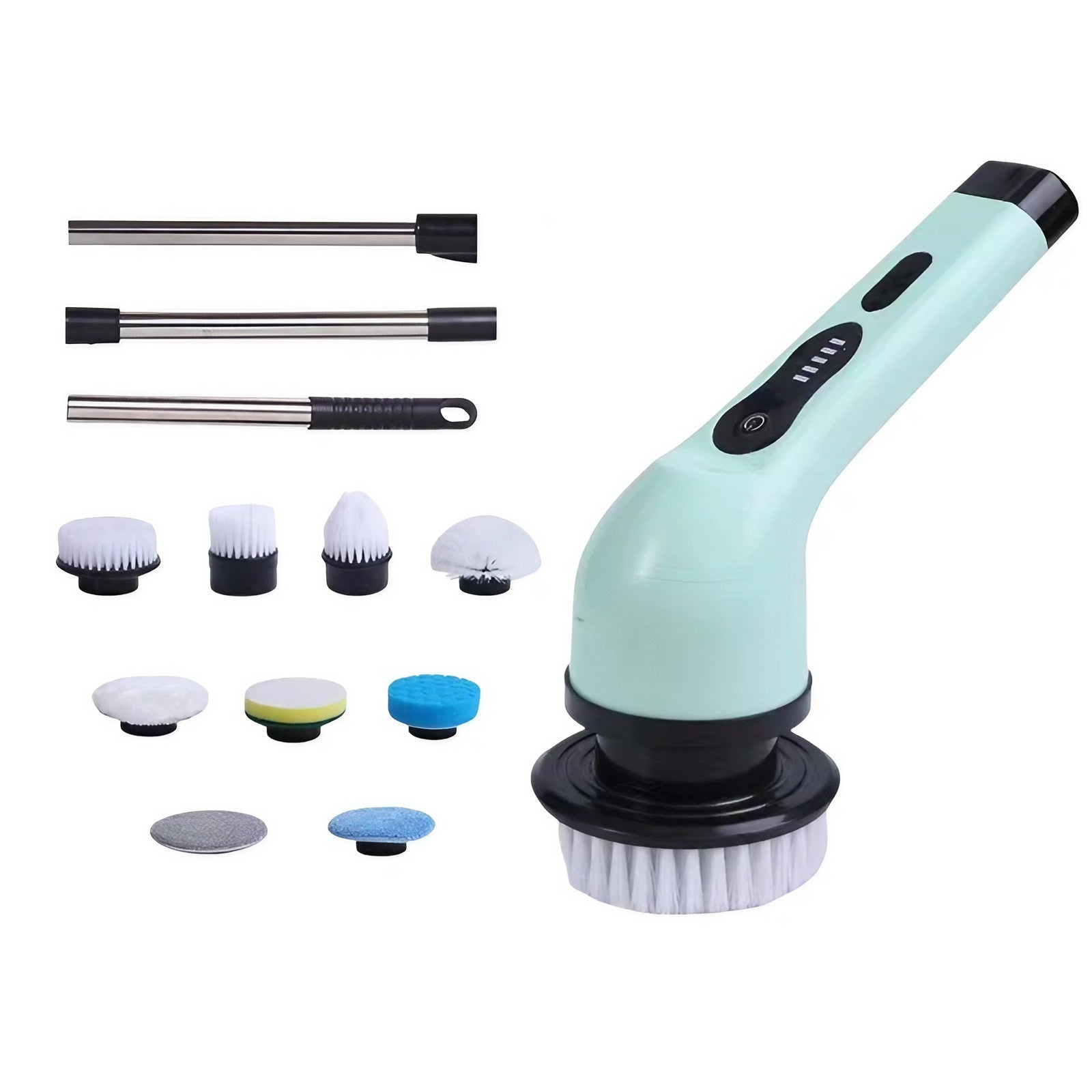 Perie Electrica de Curatare, Flippy, pentru Gresie, Baie, Bucatarie, 25x20x9.5 cm, cu 9 Capete, Maner Extensibil