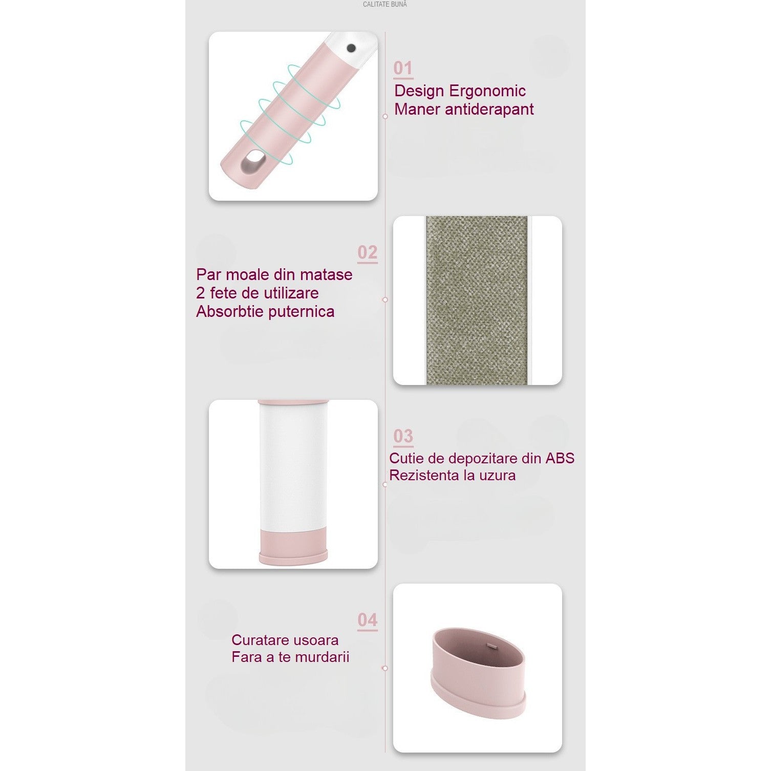 Perie Electrostatica, Flippy, Pentru Curatarea Parului/Scamelor de pe Haine si Tapiterii, 2 Fete, Autocuratare, 31 x