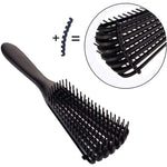 Perie Flexibila, Flippy, pentru Descurcat Par Cret/Umed si Uscat, 8 Brate Mobile, din TPE, 24.5 x 4.5 x 2 cm, Negru