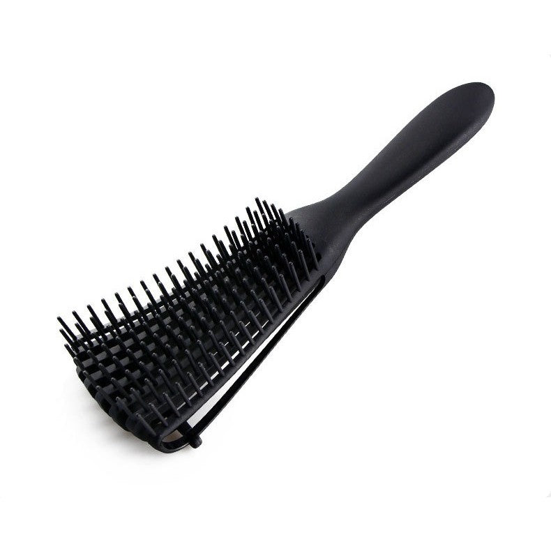 Perie Flexibila, Flippy, pentru Descurcat Par Cret/Umed si Uscat, 8 Brate Mobile, din TPE, 24.5 x 4.5 x 2 cm, Negru
