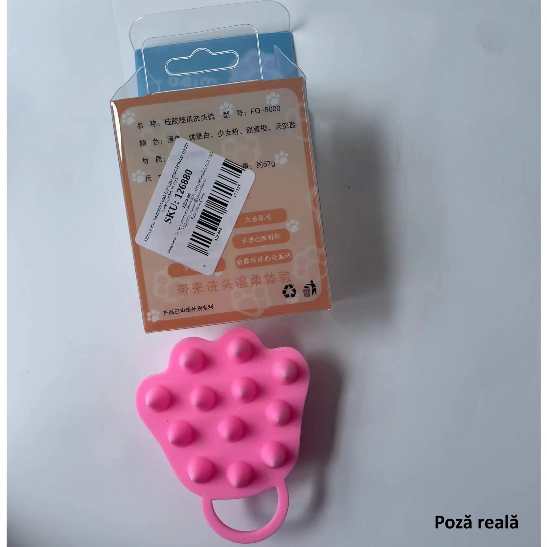 Perie pentru Masajul Scalpului, Perie pentru Sampon, Labuță de Pisică, Dimensiune 7x8 cm, Curatarea si Mentinerea
