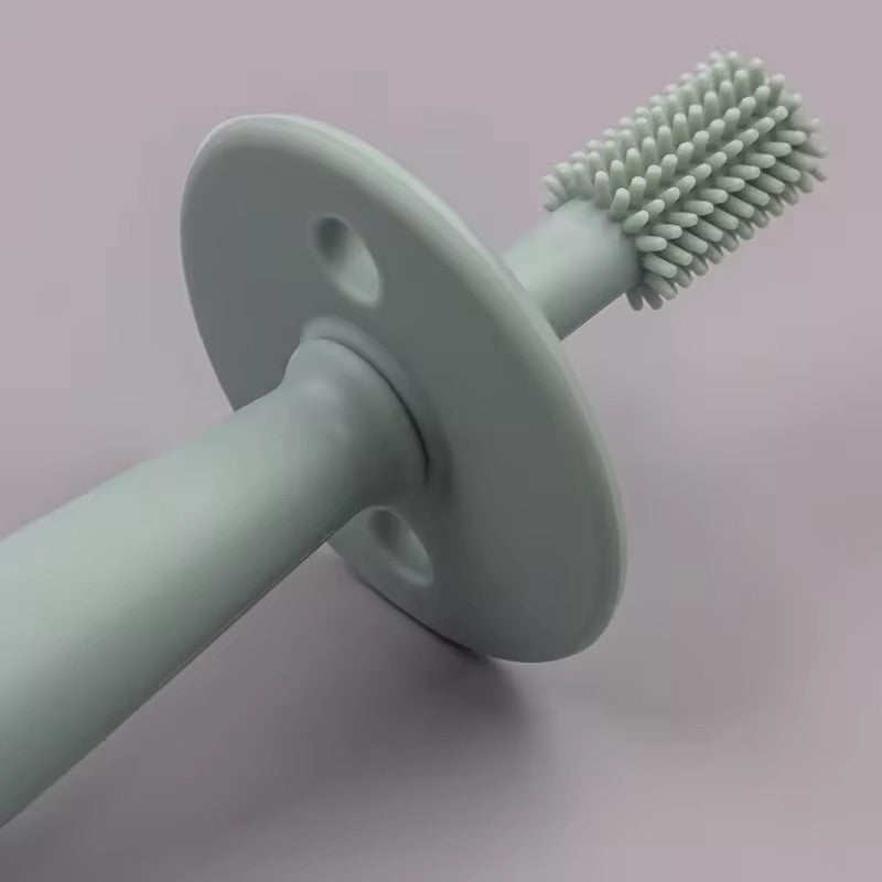 Periuta de Dinti din Silicon pentru Bebelusi, Flippy, fara BPA, 360 Grade, Bariera Anti-Inghitire, Maner Ergonomic,