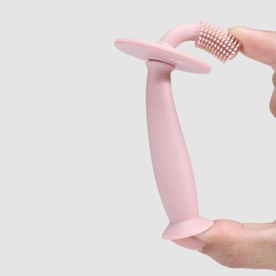 Periuta de Dinti din Silicon pentru Bebelusi, Flippy, fara BPA, 360 Grade, Bariera Anti-Inghitire, Maner Ergonomic,