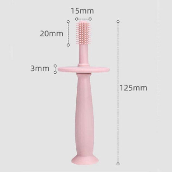Periuta de Dinti din Silicon pentru Bebelusi, Flippy, fara BPA, 360 Grade, Bariera Anti-Inghitire, Maner Ergonomic,
