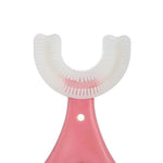 Periuta de Dinti in Forma de U, Flippy, pentru Sugari si Copii 2-6 ani, Peri Moi, 9 cm, Model Inima, Culoare Roz