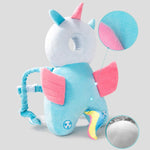 Perna tip Rucsac pentru Protectia Capului, Flippy, Tetiera tip Unicorn, pentru Bebelusi, 33x6x19 cm, 180 g, Albastru