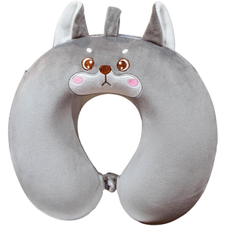 Perna de Calatorie in Forma de U, Flippy, Pentru Gat si Cap, Umplutura din Spuma cu Memorie, 30x30 cm, Model Husky,