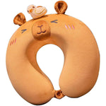 Perna de Calatorie in Forma de U, Flippy, Pentru Gat si Cap, Umplutura din Spuma cu Memorie, 30x30 cm, Model Capybara,