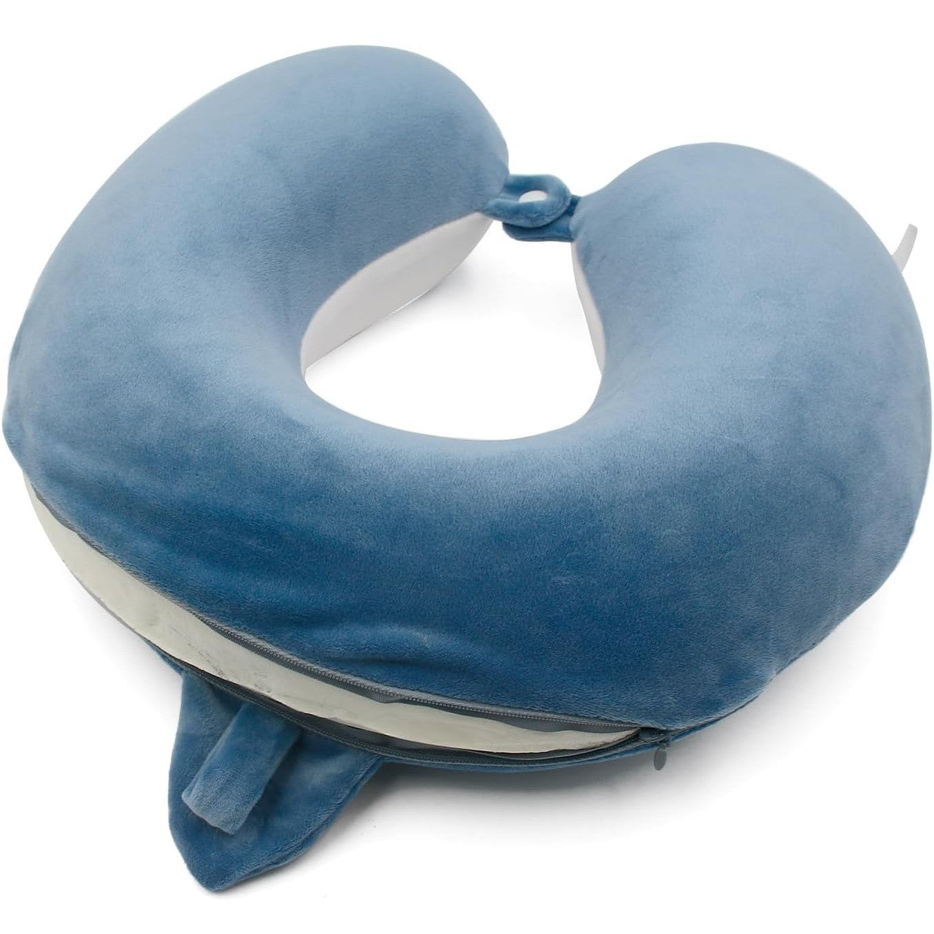 Perna de Calatorie in Forma de U, Flippy, Pentru Gat si Cap, Umplutura din Spuma cu Memorie, 30x30 cm, Model Rechin,