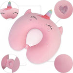 Perna de Calatorie in Forma de U, Flippy, Pentru Gat si Cap, Umplutura din Spuma cu Memorie, 30x30 cm, Model Unicorn,