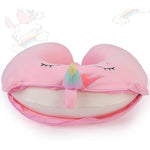 Perna de Calatorie in Forma de U, Flippy, Pentru Gat si Cap, Umplutura din Spuma cu Memorie, 30x30 cm, Model Unicorn,