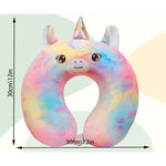Perna de Calatorie in Forma de U, Flippy, Pentru Gat si Cap, Umplutura din Spuma cu Memorie, 30x30 cm, Model Unicorn,
