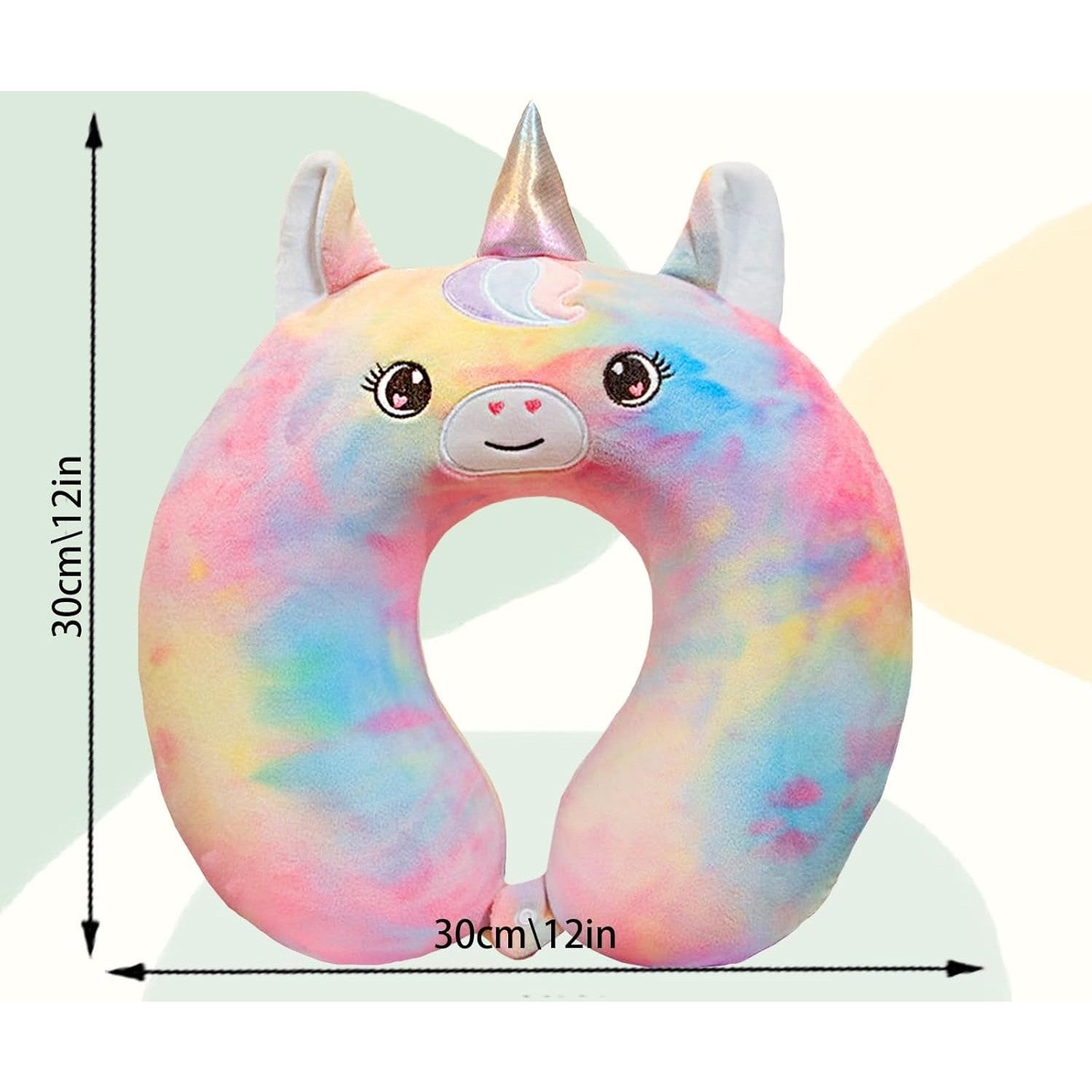 Perna de Calatorie in Forma de U, Flippy, Pentru Gat si Cap, Umplutura din Spuma cu Memorie, 30x30 cm, Model Unicorn,