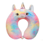 Perna de Calatorie in Forma de U, Flippy, Pentru Gat si Cap, Umplutura din Spuma cu Memorie, 30x30 cm, Model Unicorn,