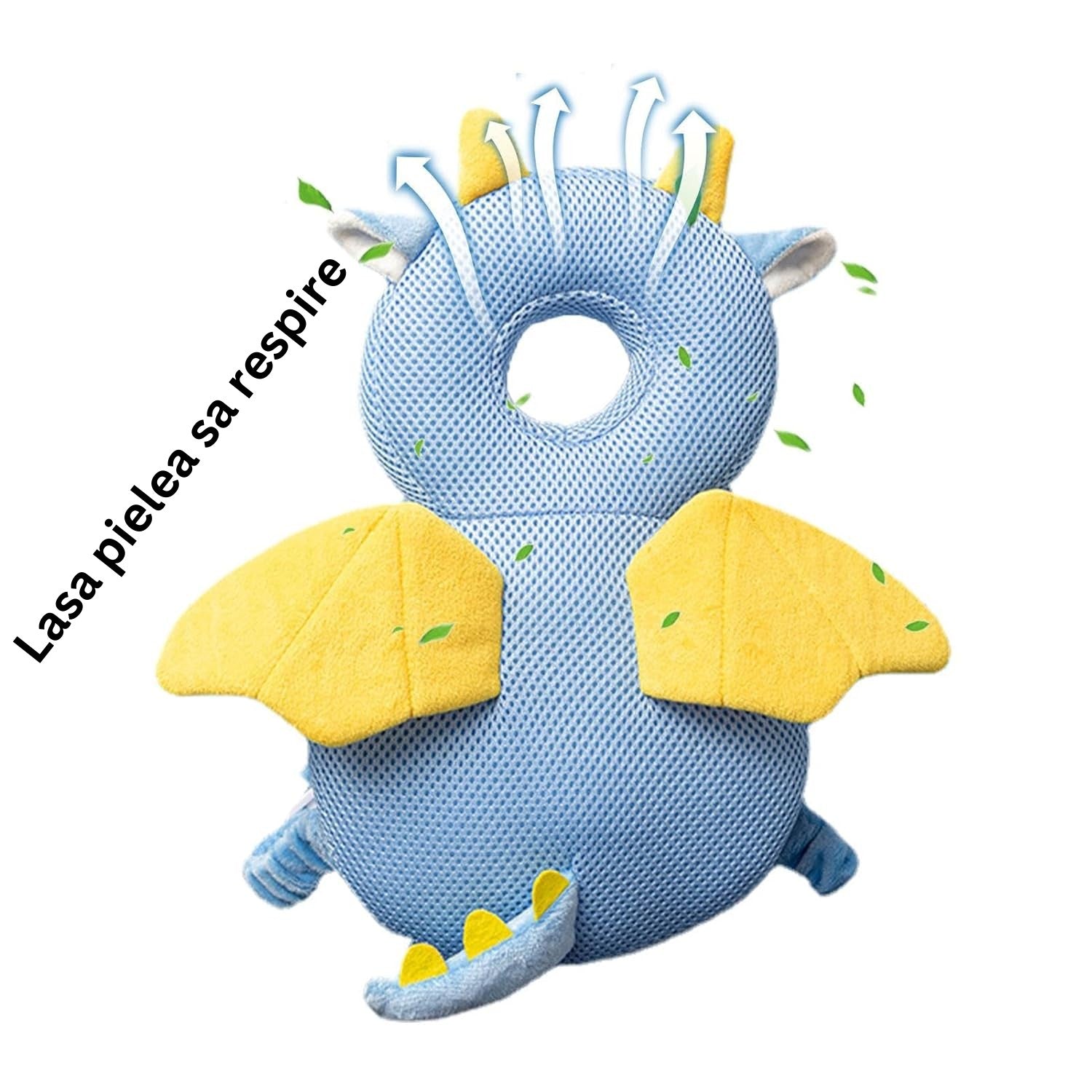 Perna tip Rucsac pentru Protectia Capului, Flippy, Tetiera tip Dragon, pentru Bebelusi, Design tip Plasa, 33x6x19 cm,