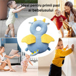 Perna tip Rucsac pentru Protectia Capului, Flippy, Tetiera tip Dragon, pentru Bebelusi, Design tip Plasa, 33x6x19 cm,