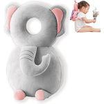 Perna tip Rucsac pentru Protectia Capului, Flippy, Tetiera tip Elefant de Plus, pentru Bebelusi, 33x6x19 cm, 180 g, Gri